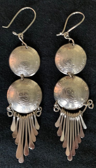 Antique Peruvian coin earrings