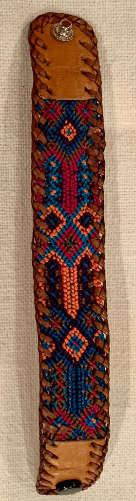 Textile and Leather Snap Bracelet #16