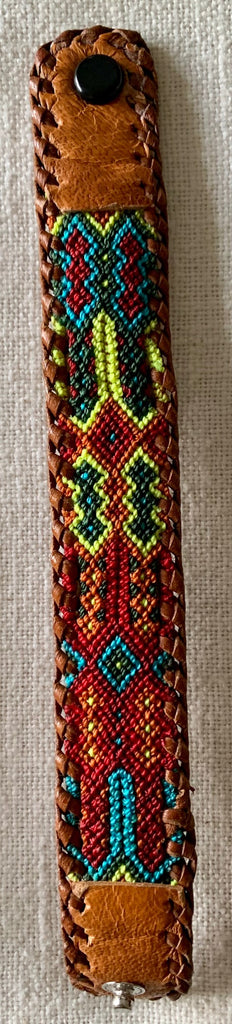 Textile and Leather Snap Bracelet #11
