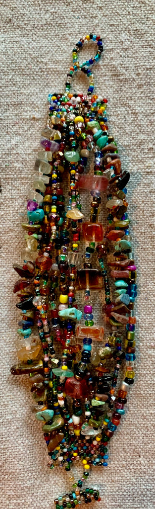 Multi-strand bright glass beads bracelet