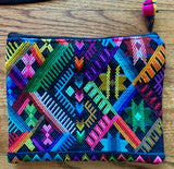 Large Pouch made from traditional Mayan textiles with extra pocket in back