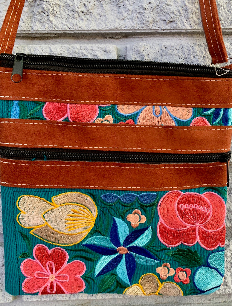 Leather and textile purse