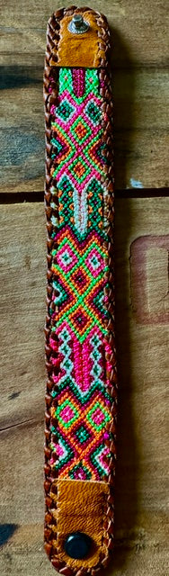 Textile and Leather Snap Bracelet #4