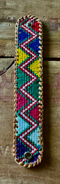 Textile and Leather Snap Bracelet #6