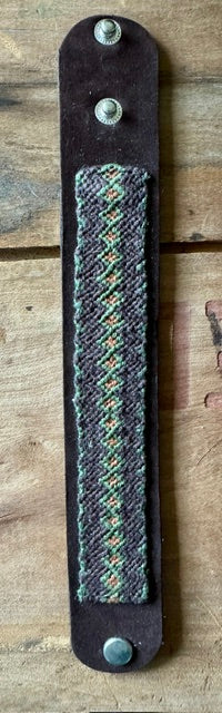 Textile and Leather Snap Bracelet #3