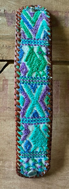 Textile and Leather Snap Bracelet #7