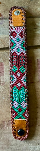 Textile and Leather Snap Bracelet #1