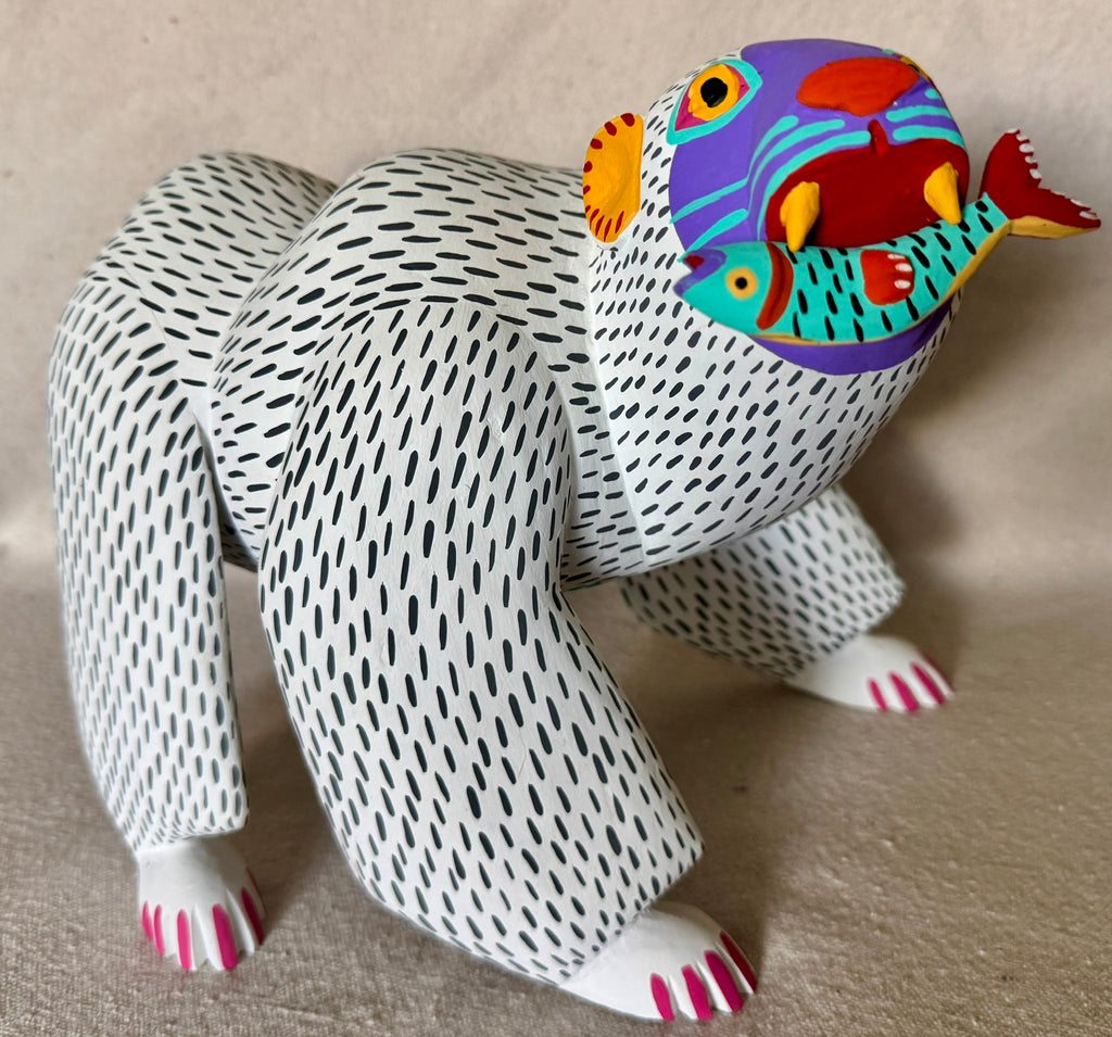 Polar Bear with fish alebrije