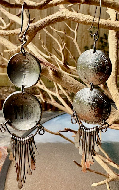 Antique Peruvian coin earrings