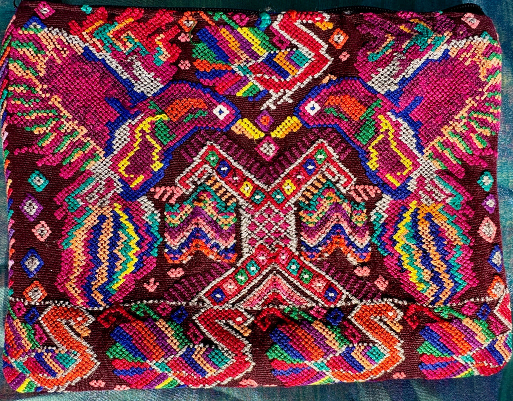 Large 2-sided vintage Mayan textile pouches