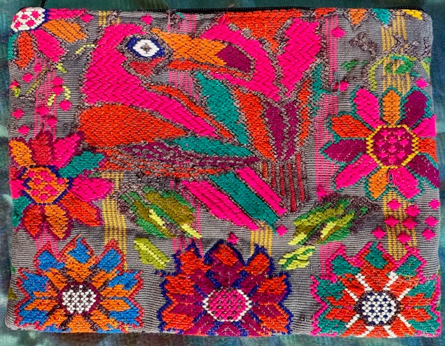 Large 2-sided vintage Mayan textile pouch