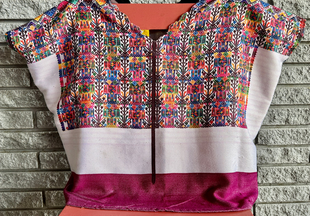 Guatmalan modern woven huipil with corn motif