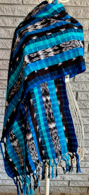 Light weight blue ikat shawl