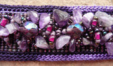 Bead and Stone Flower Bracelet w/ crochet black