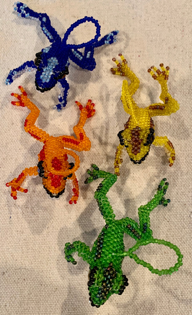 Beaded frog ornaments