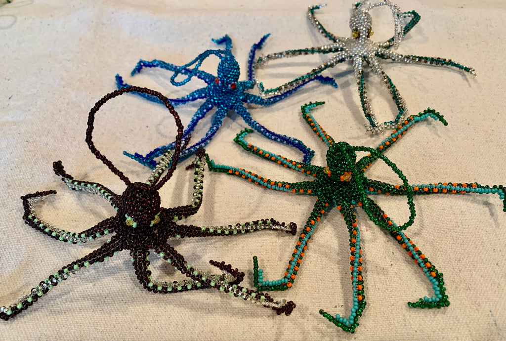 Beaded octopus ornaments