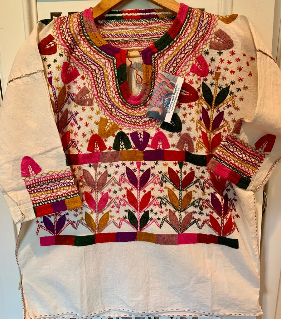 Mexican hand-embroidered corn motif blouse 6