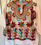 Mexican hand-embroidered corn motif blouse 8