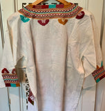 Mexican hand-embroidered corn motif blouse 8