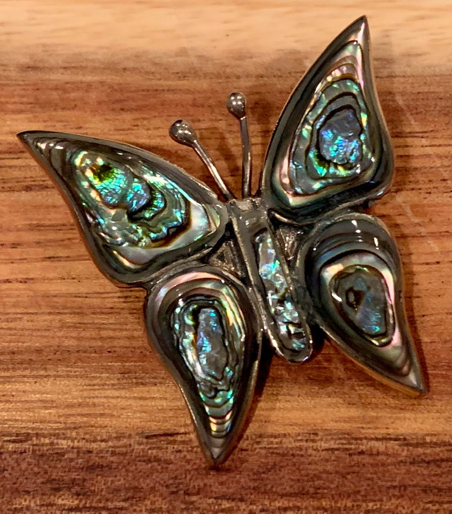 Abalone butterfly pin