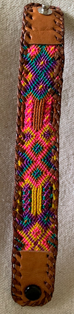 Textile and Leather Snap Bracelet #17