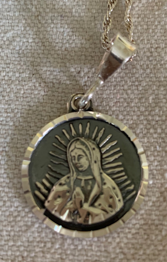 Sterling silver Virgin of Guadalupe with 18" sterling chain