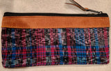 Pouch made from traditional Mayan textiles with leather trim #2