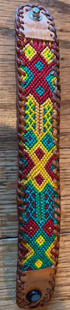 Textile and Leather Snap Bracelet #2