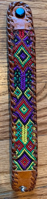 Textile and Leather Snap Bracelet #4