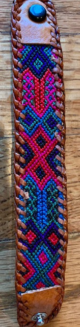 Textile and Leather Snap Bracelet #9