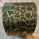 Gold metal etched cuff bracelet