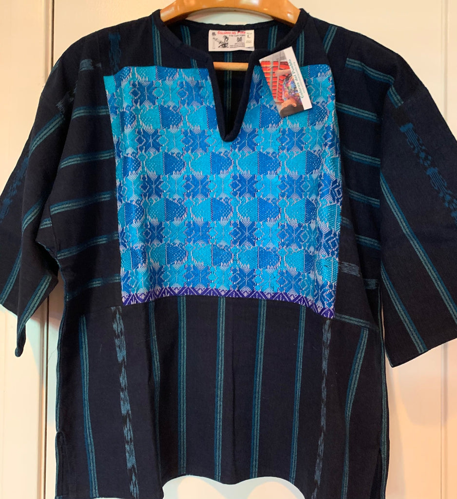 Hand-woven tunic (blue inset) #2 in Large