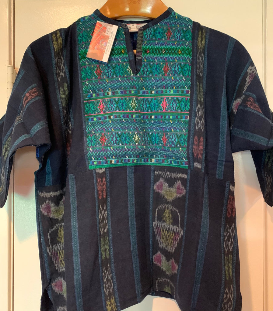 Hand-woven tunic (blue/green inset) #3 in Medium