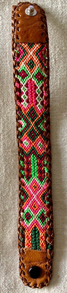 Textile and Leather Snap Bracelet #3