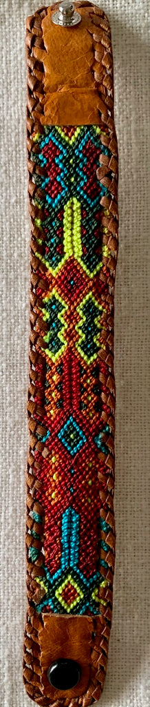 Textile and Leather Snap Bracelet #7