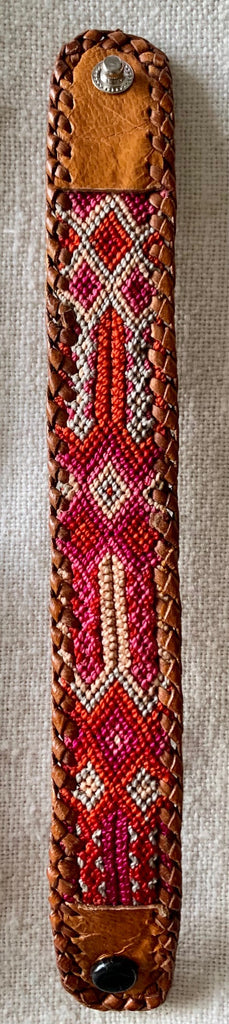 Textile and Leather Snap Bracelet #14