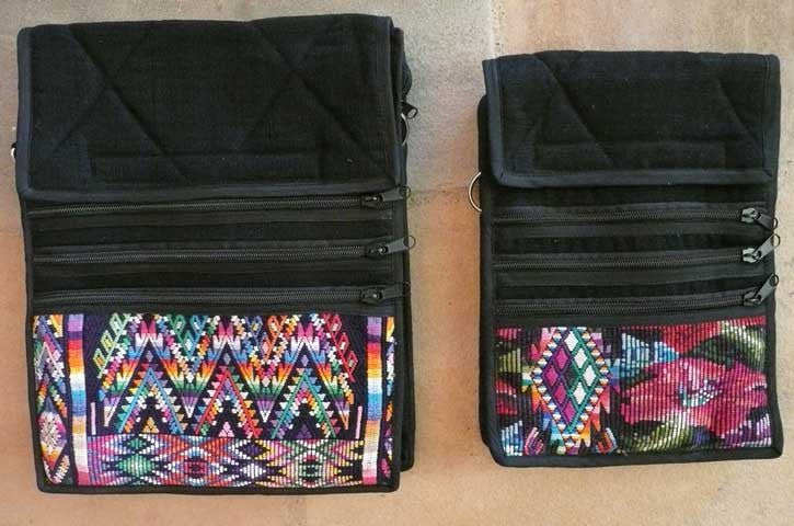 Organizer pouch w/ multiple pockets and long strap in black