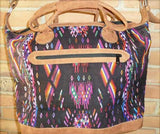 Hand-woven textile and leather bag #PP005