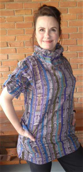Cowl Collar Guatemalan Tunic - Blues/Greens/Purples