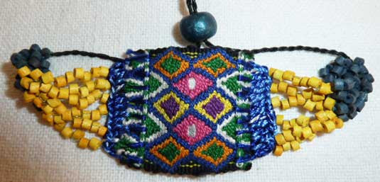 Vintage Textile and Bead Bracelet #121