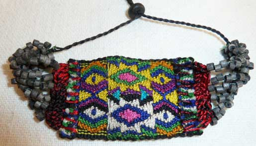 Vintage Textile and Bead Bracelet
