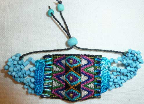Vintage Textile and Bead Bracelet #120